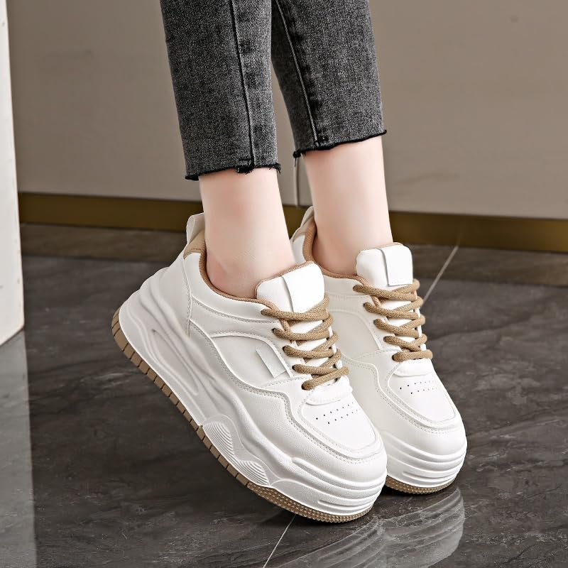Women's Casual Comfort Sneakers, Lace Up Platform Soft Sole Walking Shoes, Lightweight Low-top Trainers Platform Skateboard Shoes 6