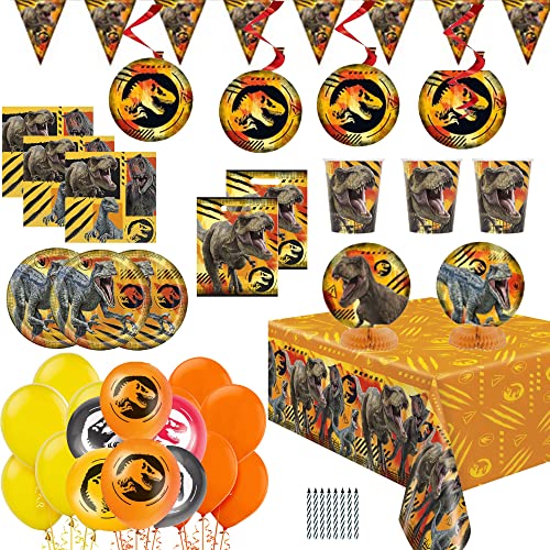 Jurassic World Suministros para fiestas de cumpleaños y decoración para 16 invitados: kit de...