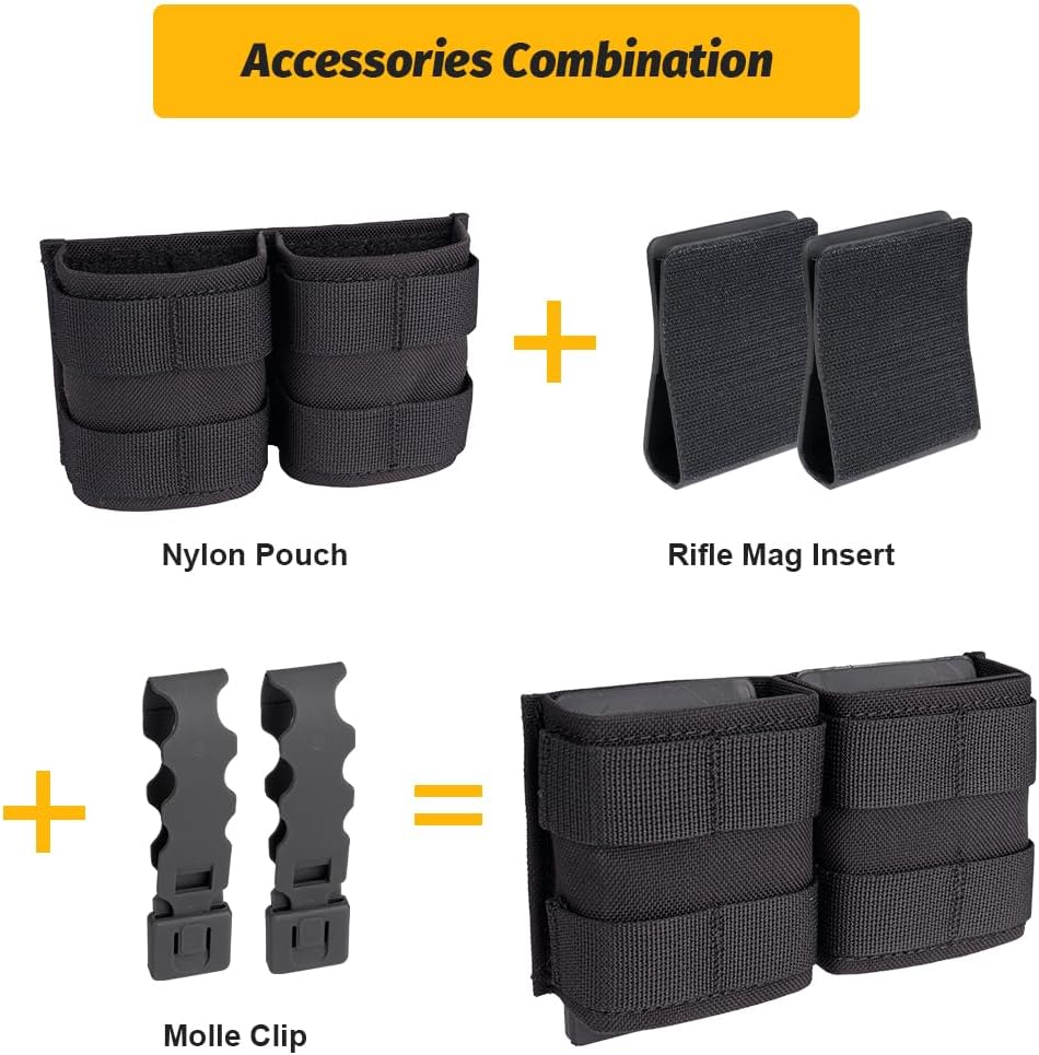 IDOGEAR Rifle Mag Pouch Molle 5.56mm Magazine Pouch Single Open-Top AR Mag Carrier Holder with Quick Release Mag Insert for M4 M16
