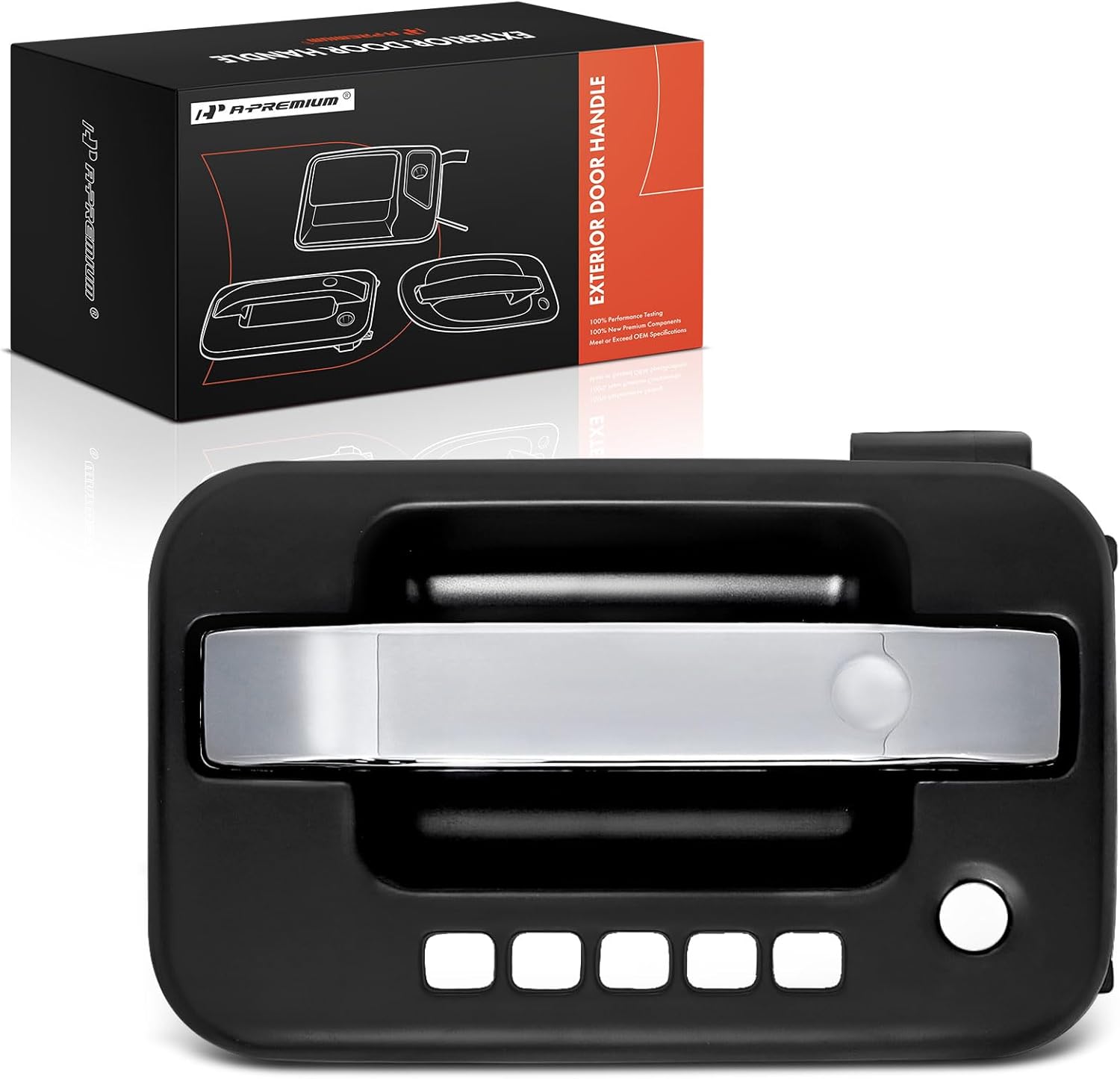 A-Premium Front Left Driver Side Exterior Door Handle with Keyhole Compatible with Ford F-150 F150 2004-2008 & Lincoln Mark LT 2006-2008, with Keypad Opening, Primed Black Housing with Chrome Lever