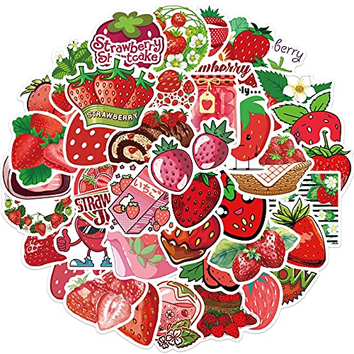 Gxizlba Strawberry Brand 50 Pcs Cute Cartoon Strawberry Vinyl Waterproof Stickers for Laptops Water Bottles Scrapbook Journal Helmet Wall