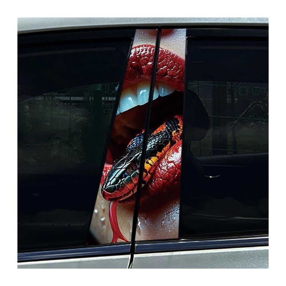 Decorative Items 2PCS Car Center Pillar Sticker Viper Snake Medusa B Pillar Protective Film Decoration(H)