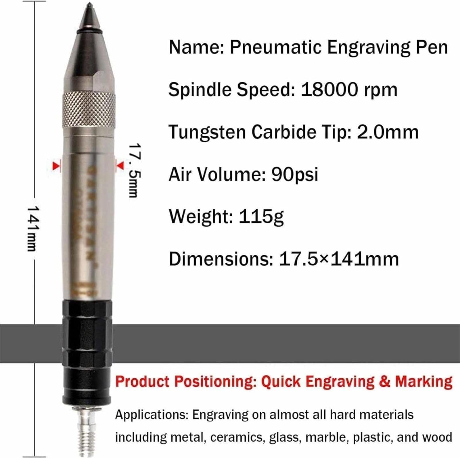 Stylo à Air pneumatique et Stylo à Graver, Stylet à Graver en métal