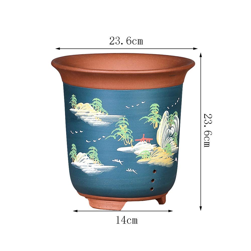 Wysokiej jakości fioletowo-piaskowa doniczka z wysoką rurką, ceramiczna doniczka do salonu, doniczka na balkon, ceramiczna dekoracja ogrodowa, zielona doniczka, ciekawa (styl 1)