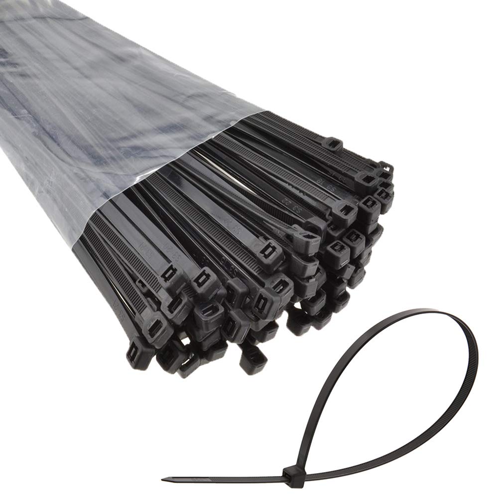 Ukcable-Ties Black Strong Nylon 100 Pack Cable Ties 100Mm 140Mm 200Mm 250Mm 300Mm 370Mm Premium Cable Ties (200Mm X 3.6Mm)