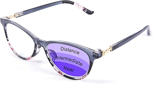 FEISEDY ojo de gato progresivo multienfoque anti-azul luz mujeres gafas de lectura floral diseño de impresión lector de computadora b9011