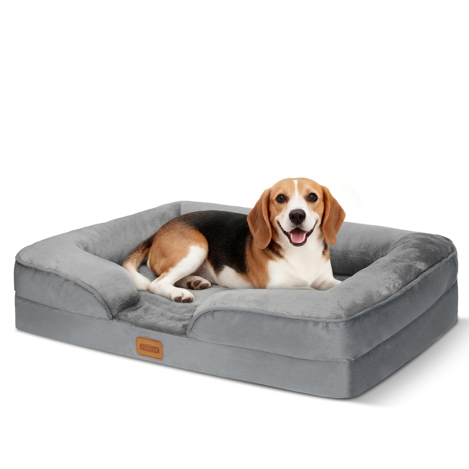 Nobleza Cama-Sofá Ortopédica para Perros Medianos, con Espuma Viscoelástica, Lavable e Impermeable, 89 * 63 * 17cm, Gris