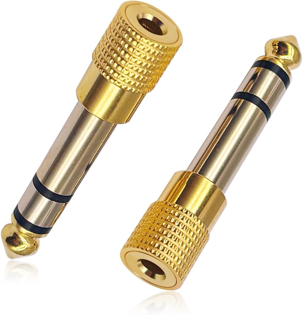 .35mm (1/4 Inch) Male to 3.5mm (1/8 Inch) Female Stereo Audio Adapter, 1/4 to 1/8 Headphone Jack Converter for Guitar Amp, Mixer, Speaker, Earphones, AUX Cable 2 Pack-image-49