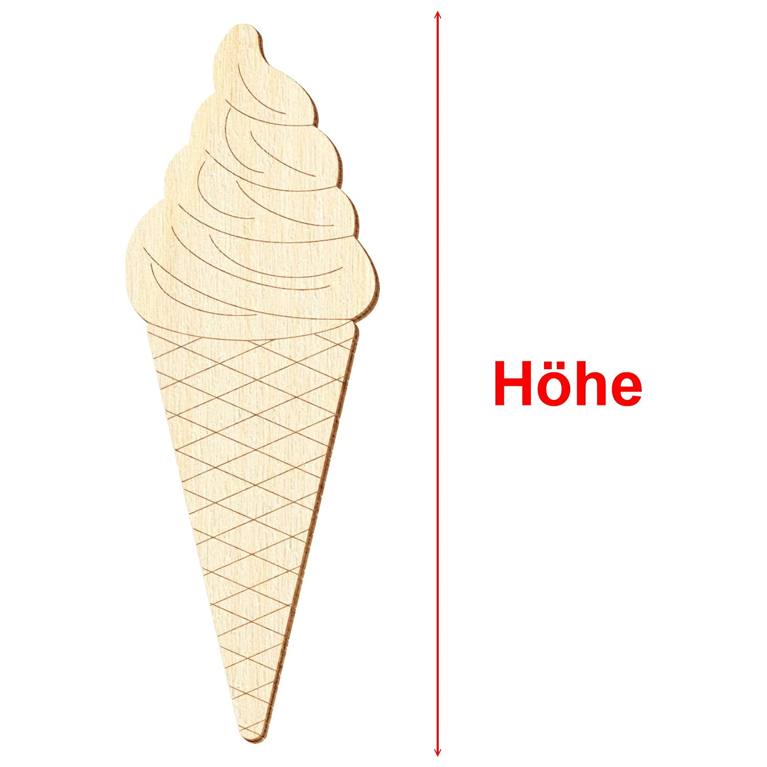 Lot de 25 cornets à glace en bois V3 - Décoration bricolage - 5-50 cm - Hauteur : 15 cm