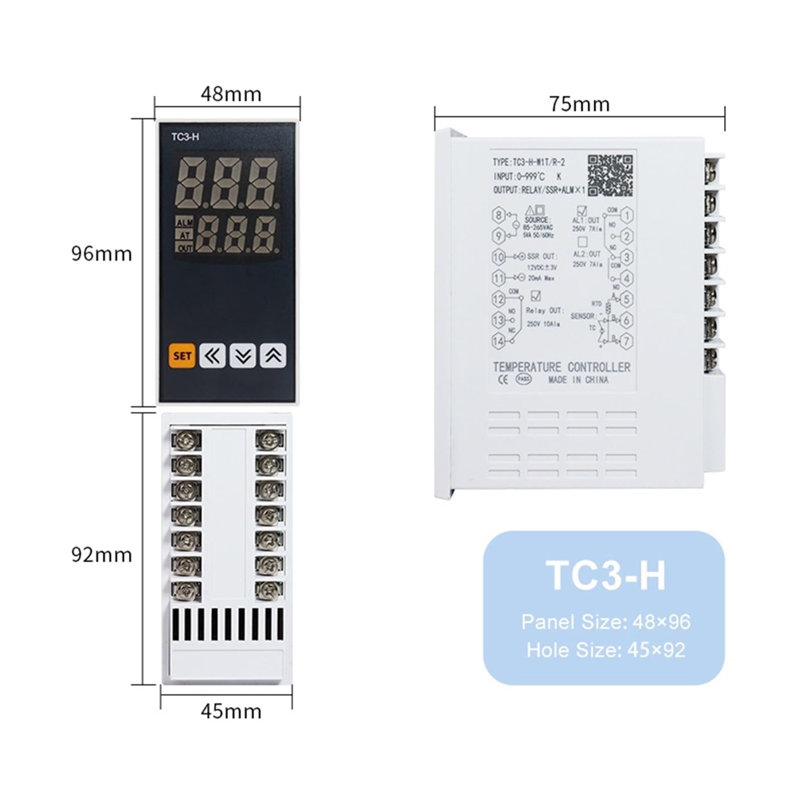 TC3 Serie Intelligent Digital Display Regolatore di Temperatura AC85-265V Ingresso Universale Doppia Uscita PID Termostato Controllo