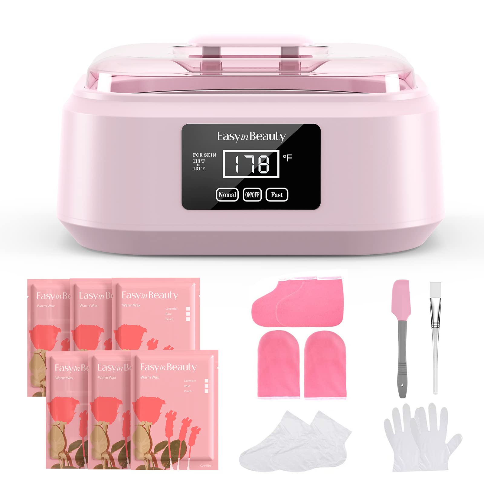 EasyinBeauty Paraffin Wax Machine for Hand and Feet, Touchscreen 3000ml Paraffin Wax Warmer with 6 Pack Rose Wax (2.64lbs), Paraffin Hot Wax Spa for Therapy, Paraffin Bath for Smooth and Soft Skin