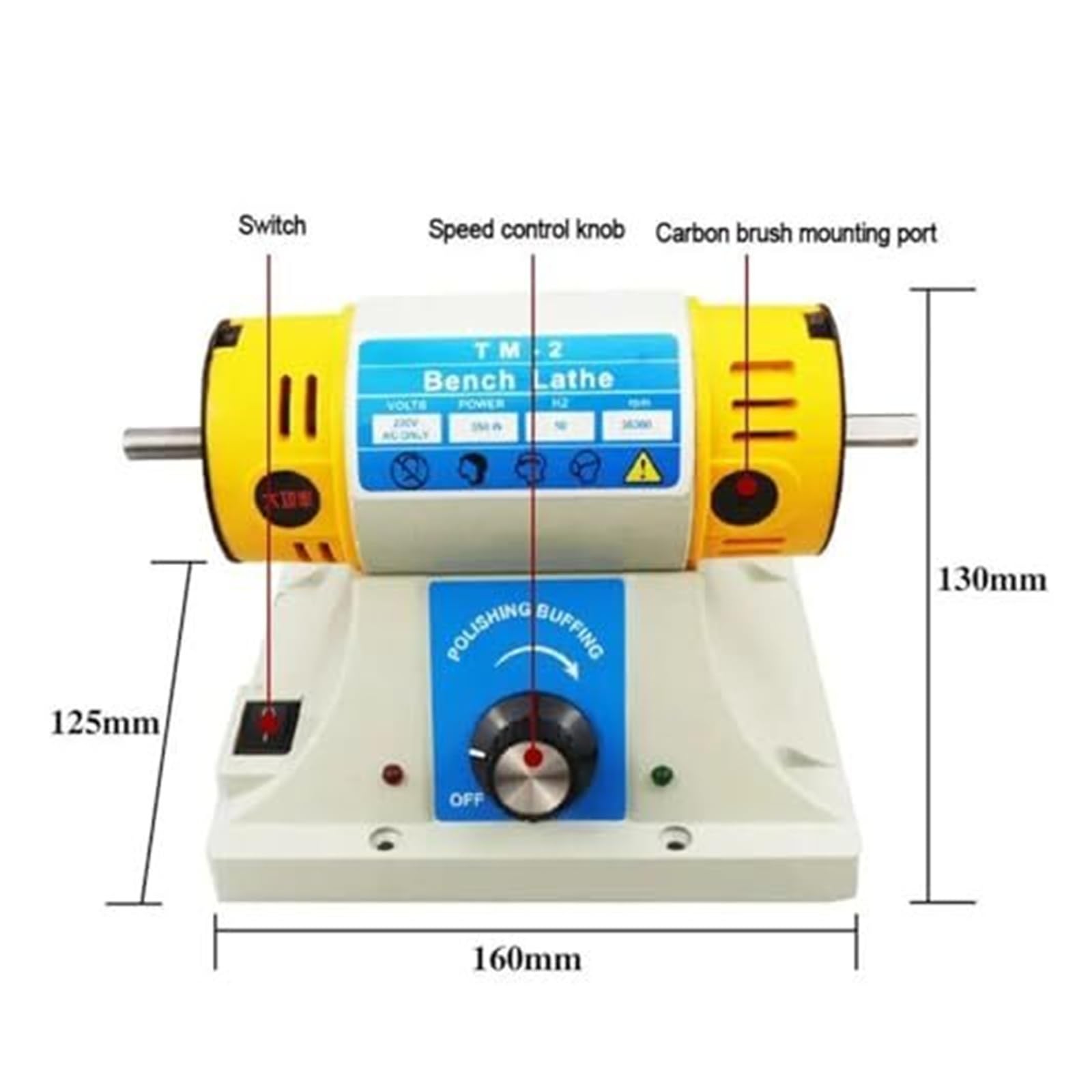Lucidatrice for pietre preziose, tornio da banco 350 W for la lavorazione del legno fai-da-te e lucidatura di gioielli, TM 2