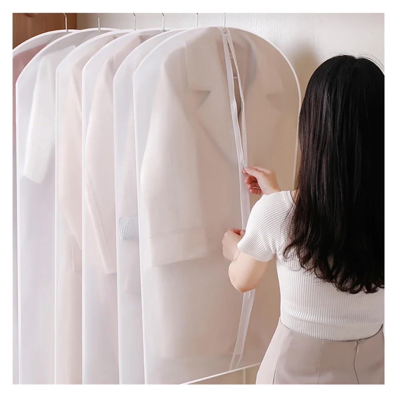 fundas para ropa 5PCS Transparent Clothing Covers, Garment Suit & Jacket Dustproof Protector Bags, Travel & Storage Dust Cover