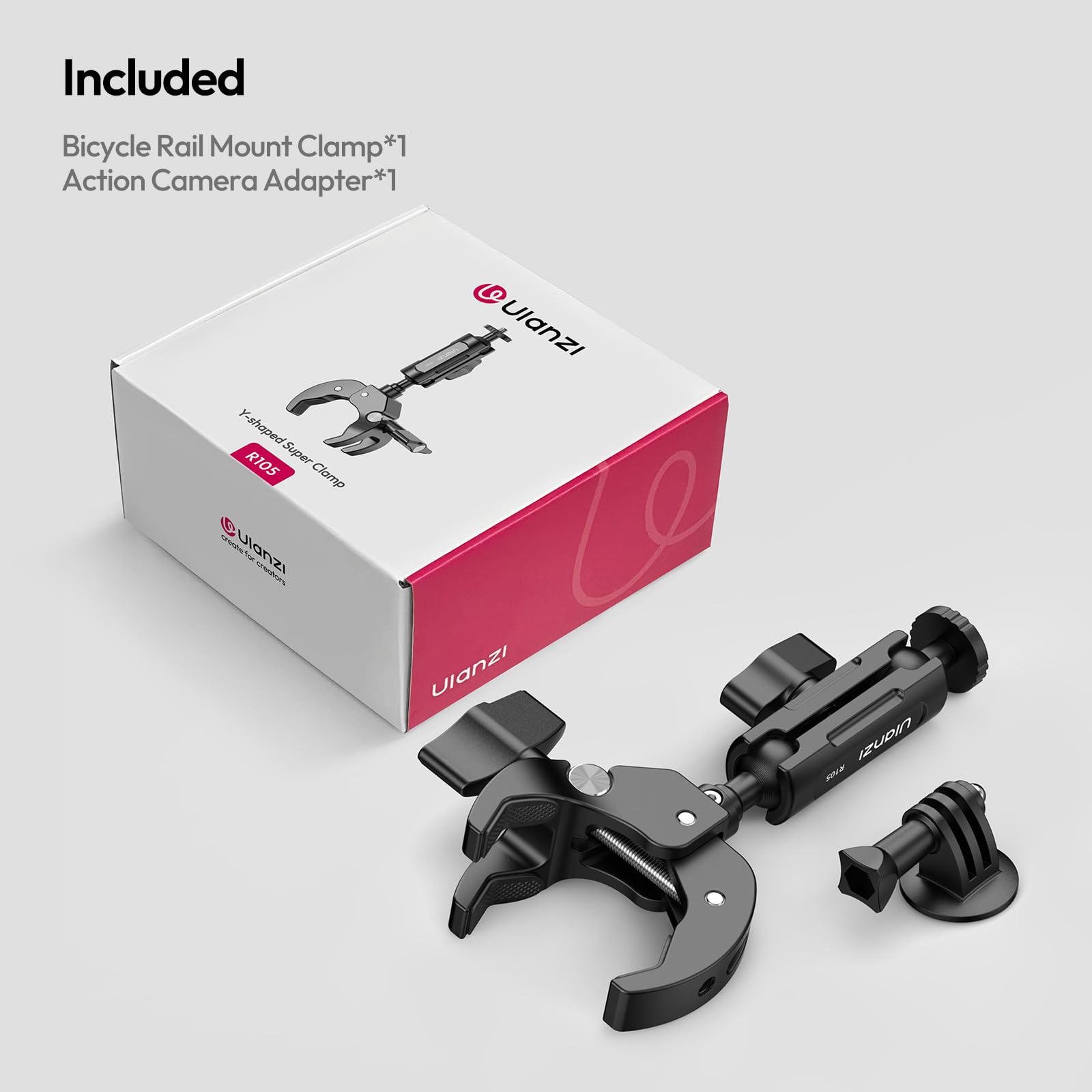 ULANZI R105 Support pour caméra avec Conception à Trois Griffes, Double tête sphérique à 360° avec vis 1/4, Adaptateur pour Smartphone/caméra d'action, Compatible avec GoPro Max Hero 13/12/11/10/9