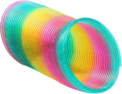 Juguete de resorte helicoidal de arco iris gigante de 4.2 pulgadas, juguetes clásicos de descompresión de primavera, juguetes de escalera para niños