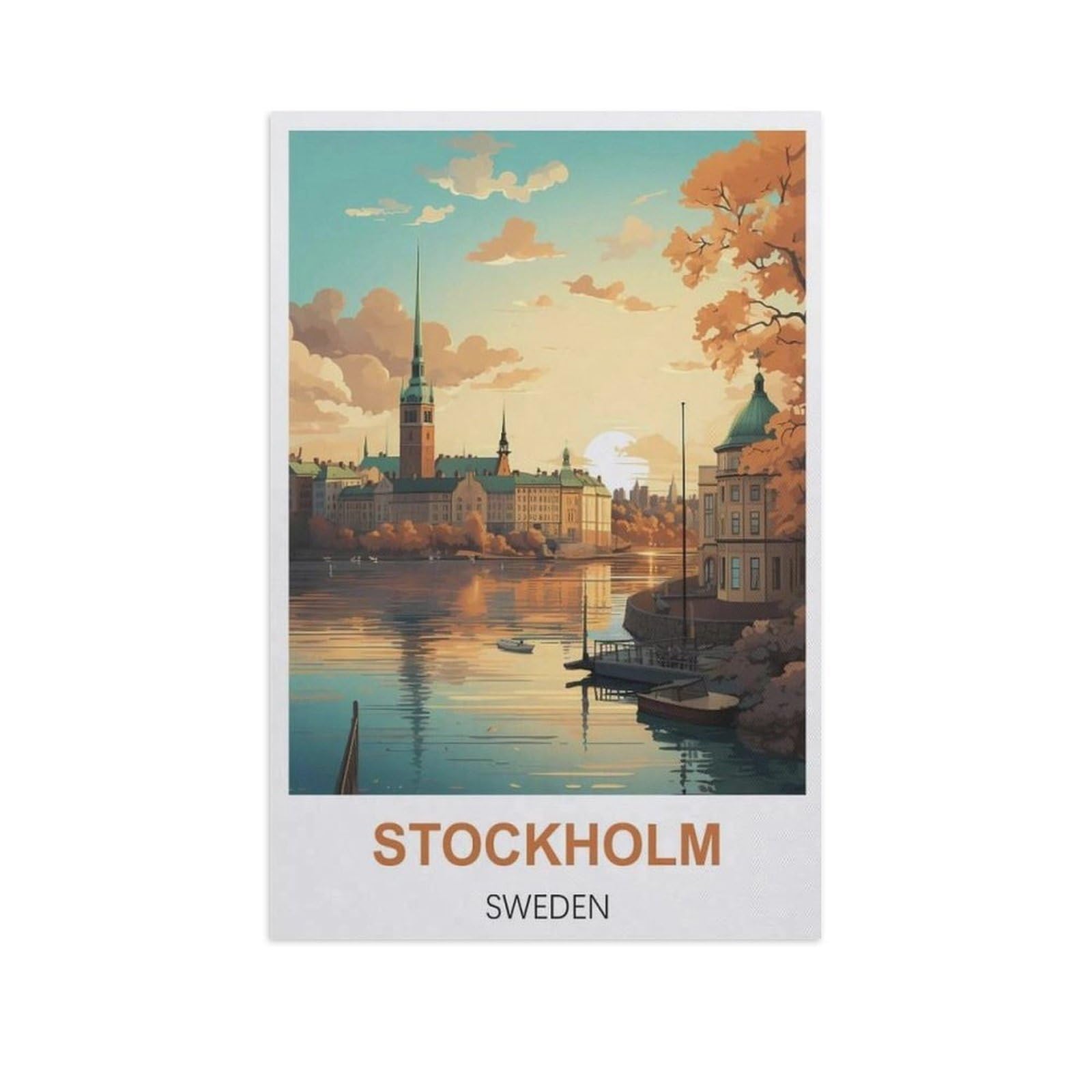 PGCKSK 5D Diamond Painting，Stockholm Sweden，Diamond Embroidery Cross Stitch（50 x 60 cm/19.68 x 23.62 inches）-GJ15