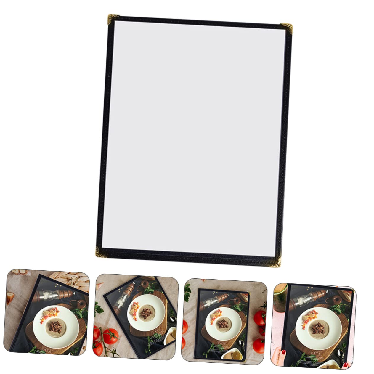 DECHOUS 3pcs Transparent Menu Holder with Edging Clear Recipe Book Cover for Restaurant Menus Double Stitched Design for Cafe and Beverage Display