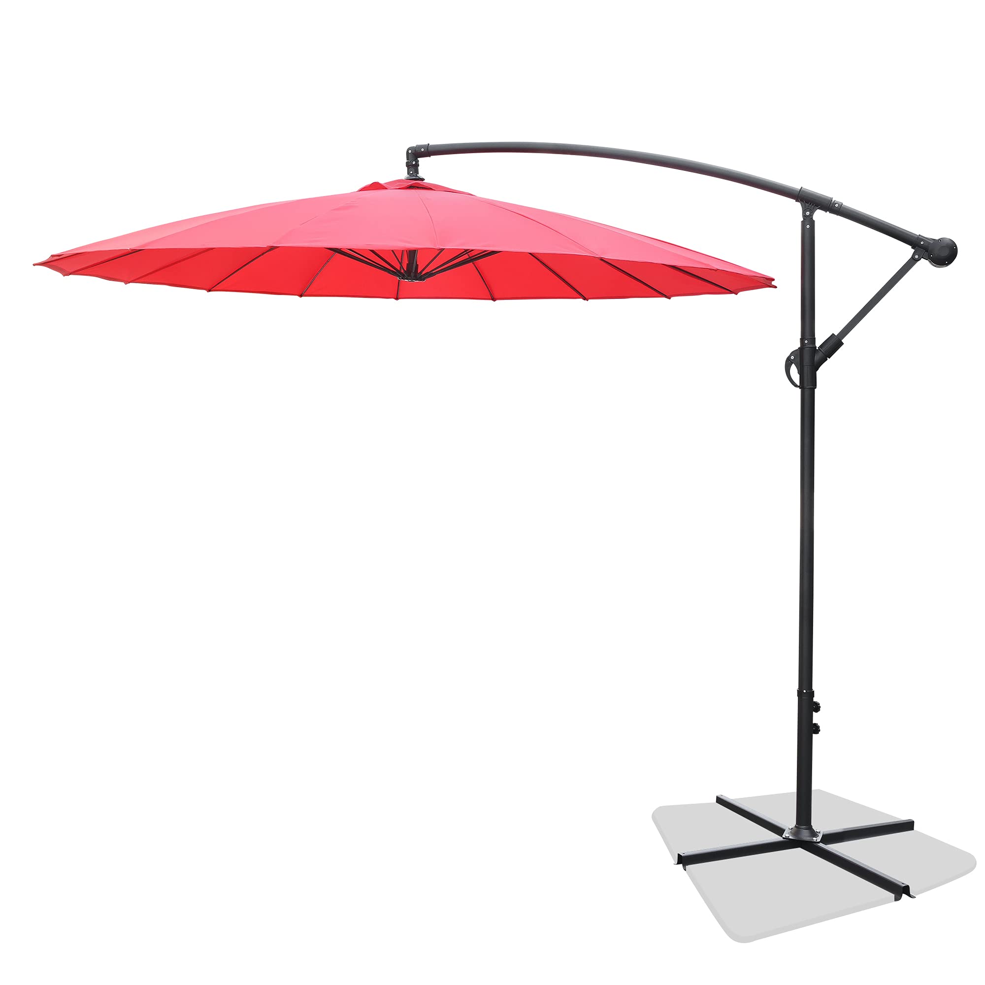 DC DICLASSE 9ft Offset Umbrella Red, Patio, Deck, Poolside, UV Resistant, Easy Open, Tilt Adjustable, Canopy 18 Ribs