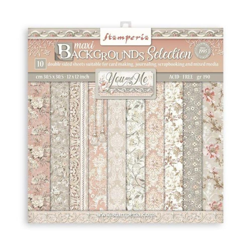 StamperiaInternational Stamperia-Scrapbooking Pad-You and Me-Backgrounds, White, OSFA