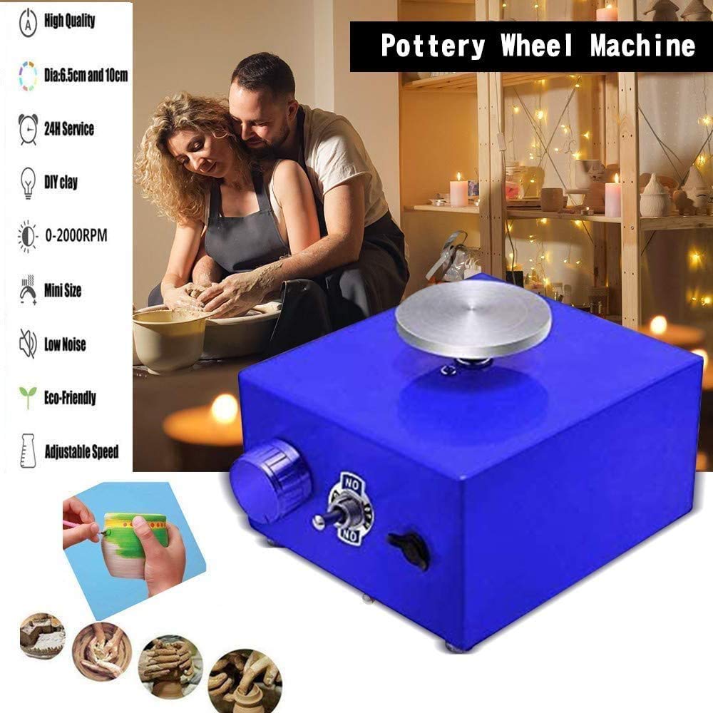 Mini Roue de Poterie, 2000 tr/min 30 W Tour de Potier Électrique Portable, avec 6,5 cm 10 cm Platine pour Le Travail en Artisanat d'argile en céramique