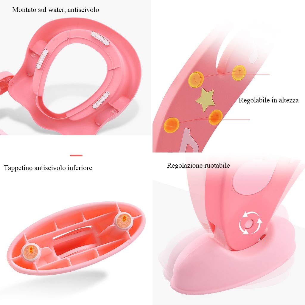 Aseo Escalera de Inodoros, Ergonomía Baño Orinal En Cuclillas Ajustable Portátil Asistente De Entrenamiento para IR Al Baño Seguro Robusto Plegable Baño Asiento Taburete para Niño Unisex