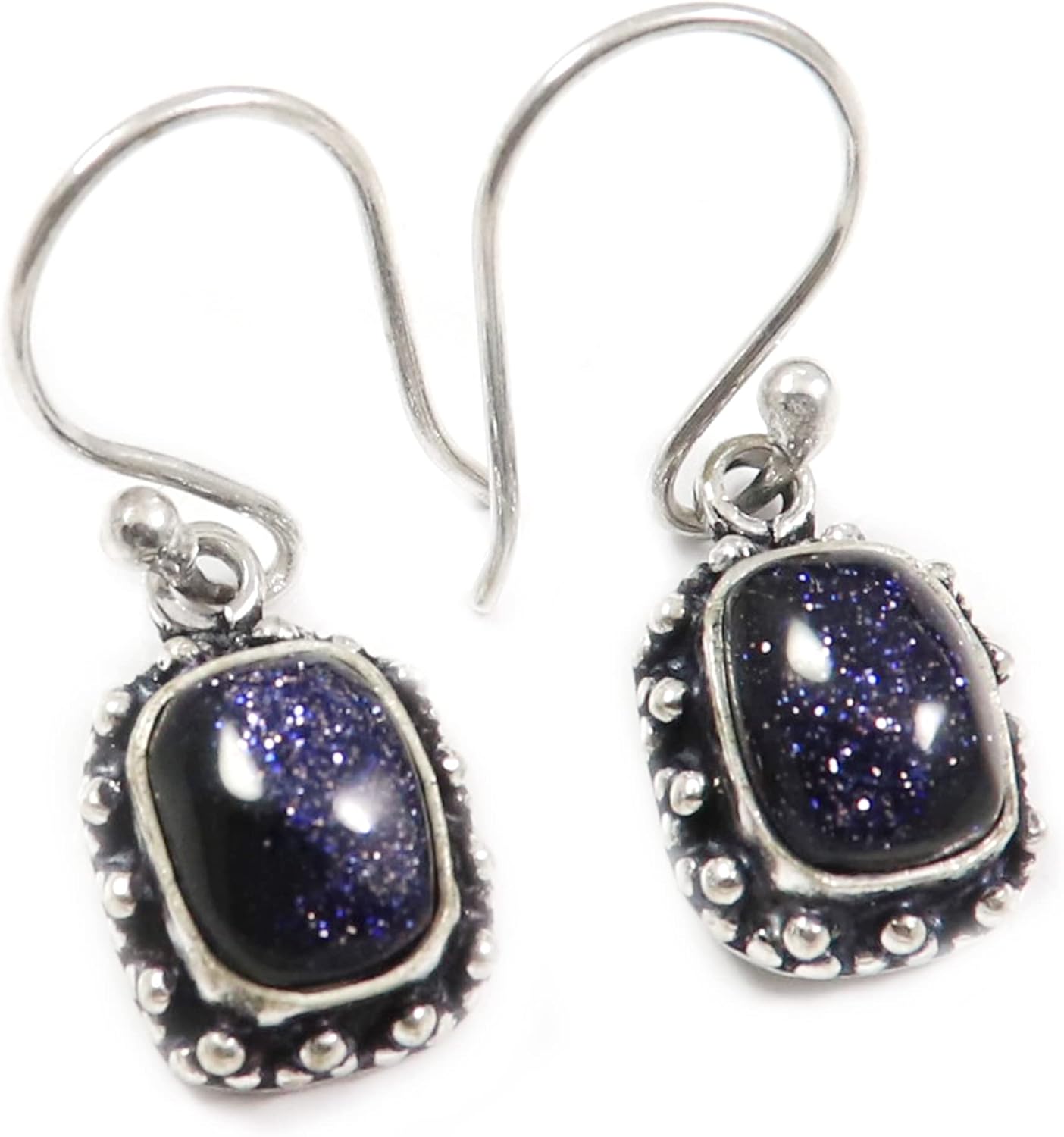 Blue Sunstone Lab-Created Gemstone 925 Sterling Silver Drop/Dangle Earring Handmade Jewelry SEG172A