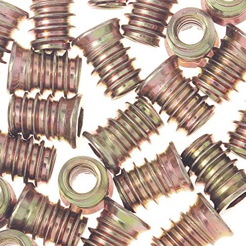 Miniatura 4 de 50 piezas de insertos roscados 14-20 para muebles de madera Nutsert Tuerca atornillada 0.591 in longitud Hex Drive