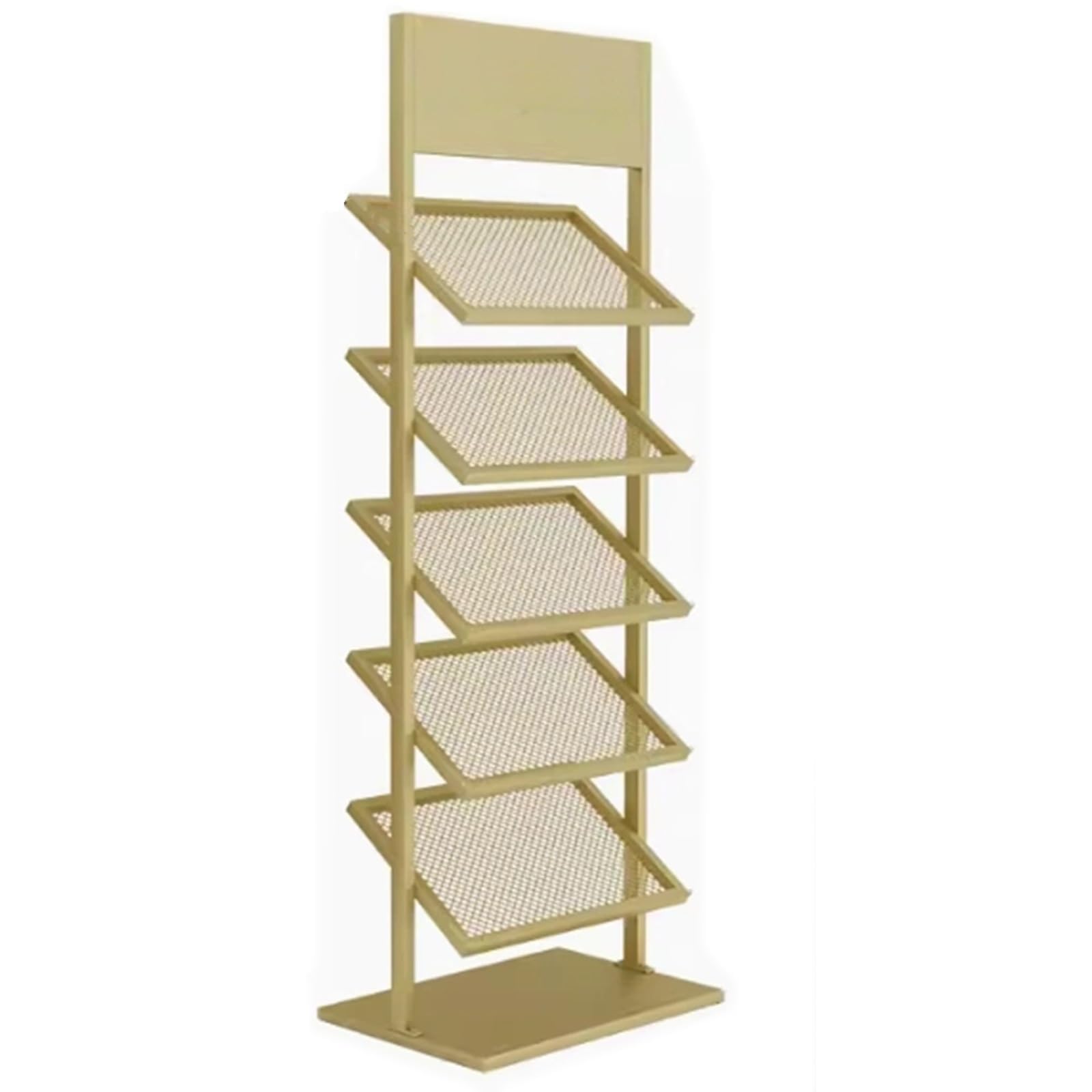 YNBSHGAA 5-Tier Freestanding Floor Tile Display Rack, Porcelain Marble Slab Showcase Stand for Exhibit Retail, 31.5 Inch,6-Gold-40cm/15.7in