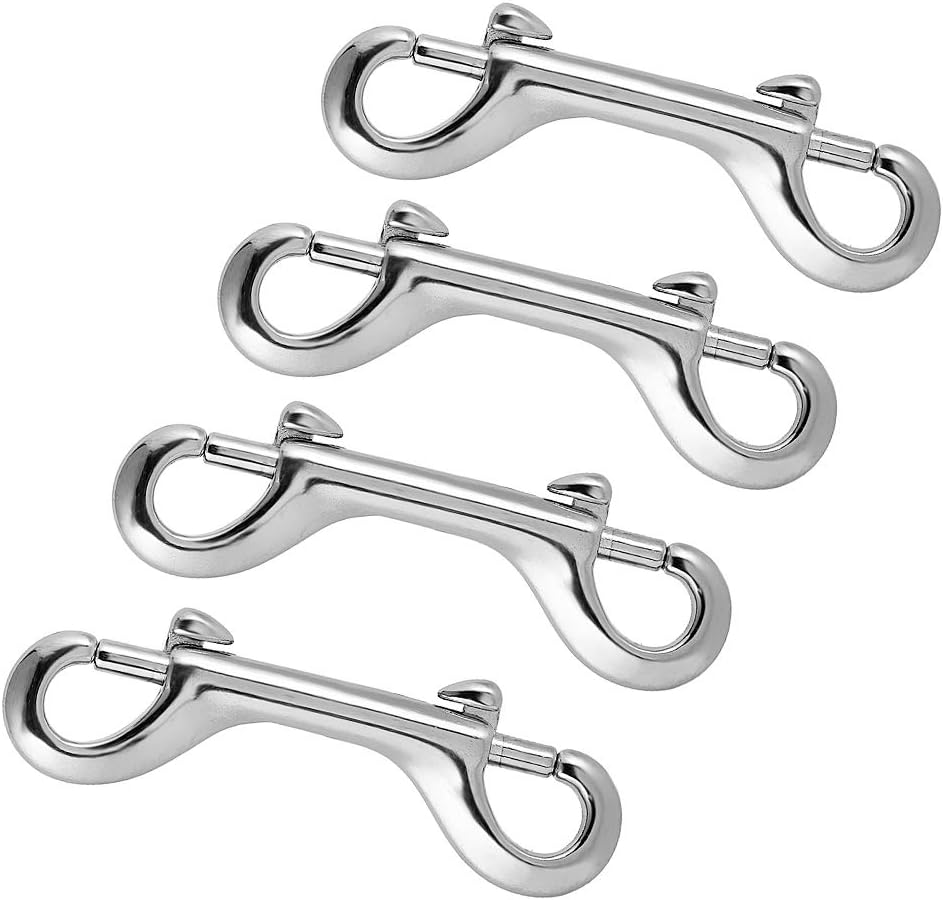4x Scuba Dive Double Ended Snap Bolt Clip Buckle - 316 Stainless Steel - for Underwater Diving, Boating, Sailing
