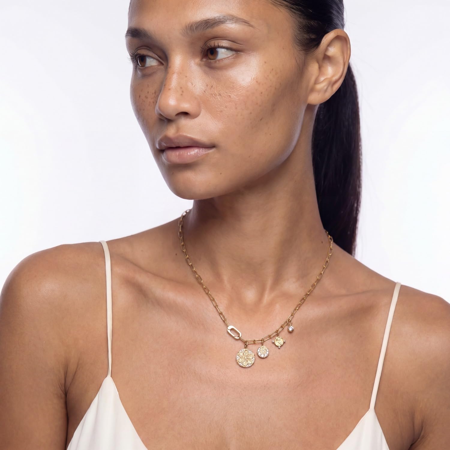 Purelei Aloha Gliederkette mit 4 Anhängern, 14K vergoldet