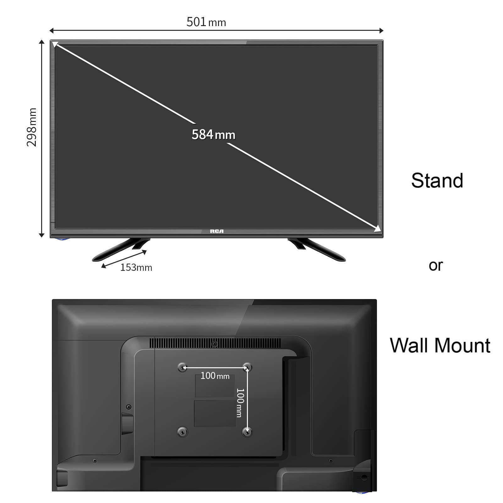 RCA iRB22H3C TV 22 Inch (56 cm), Dolby Audio, DVB-C/T2/S2, VGA, HDMI, USB, Digital Audio Out, with Hotel Mode, 230V & 12V Car Adapter, Optional for Caravans, 2023