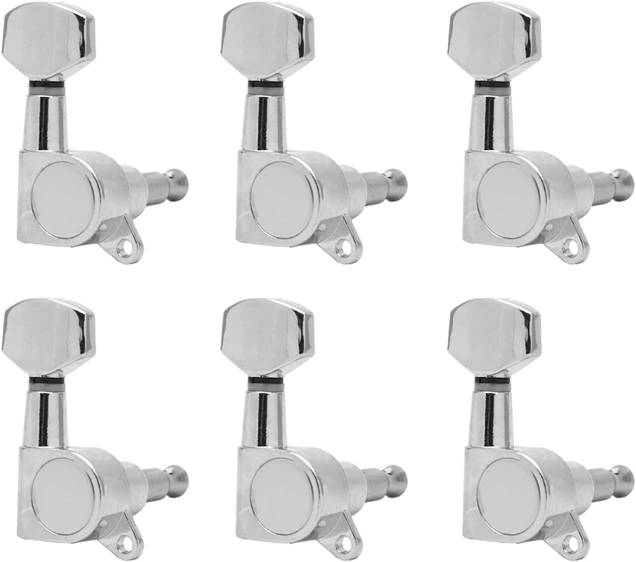 6Pcs Right Hand Sealed Guitar Tuner Pegs,Big Square Electric Guitar String Tuning Pegs Keys Machine Heads for Fender Strat Stratocaster Tele Telecaster/Electric Guitar (Silver)