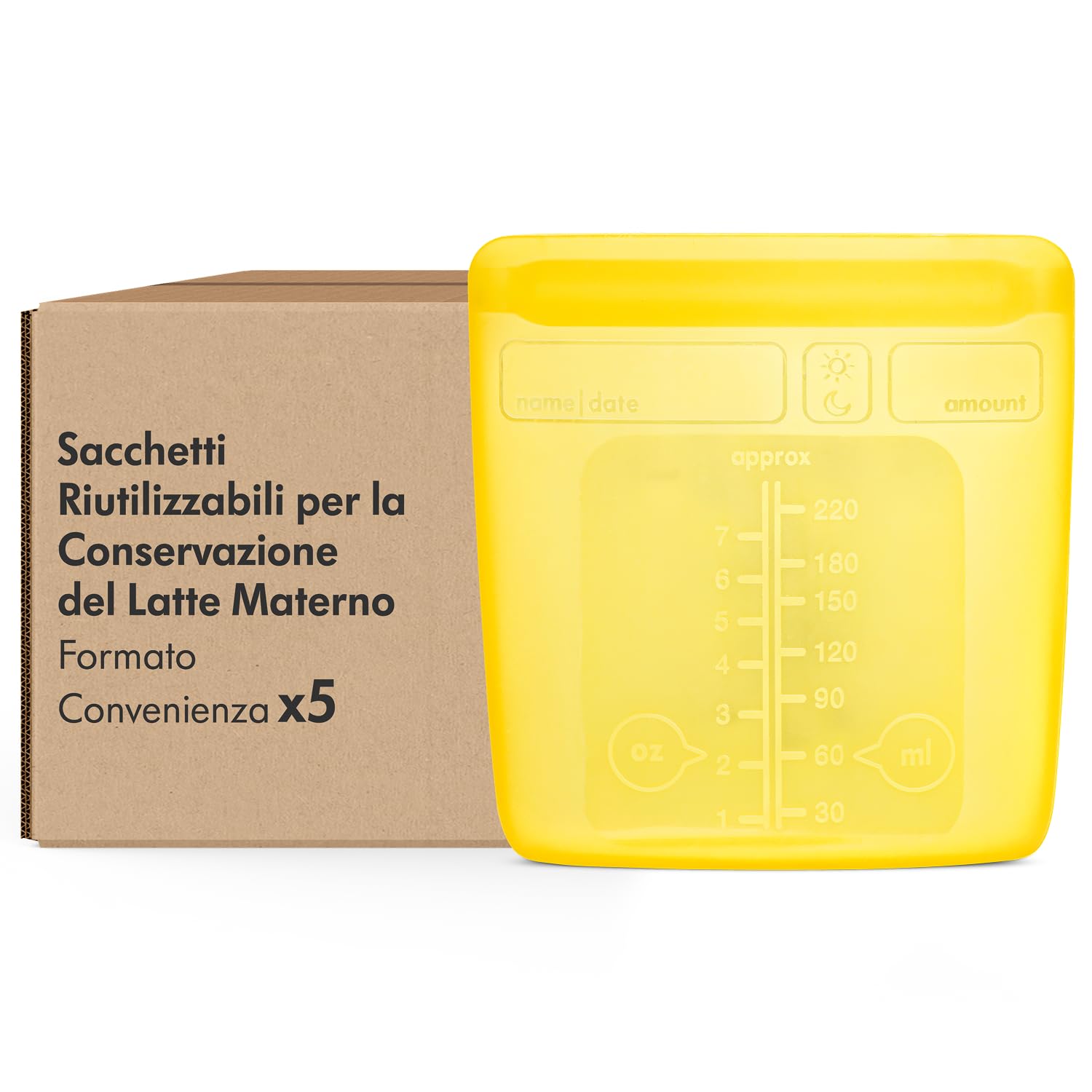 Medela Sacche per Latte Materno Riutilizzabili con Ampia Apertura e Design Monopezzo a Doppia Chiusura Ermetica, Conservabili in Frigo e Freezer, 220 ml, per 500 Utilizzi