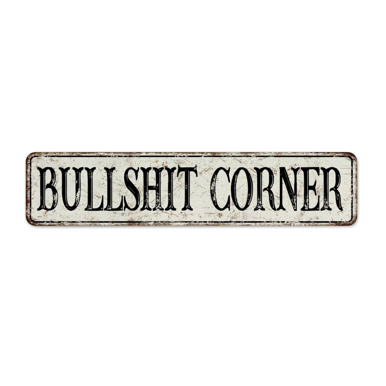 Autravelco Style-1 Bullshit Corner Personalized Metal Sign Farmhouse Laundry Signs Man Cave Decor Garage Signs For Bedroom Lounge Garage 4X18 Inch