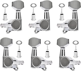 JIUWU Full Closed Guitar String Tuning Pegs Tuner Machine Heads Knobs Tuning Keys for Electric Guitar Part Replacement(3L+3R, Silver)