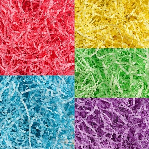 Uptotop 4oz 5 Colors Crinkle Cut Paper Shred Filler for Gift Wrapping Basket Filling, Easter, Valentine’s Day, Birthday, Christmas, Thanksgiving, Wedding, Mother’s Day(4 oz)