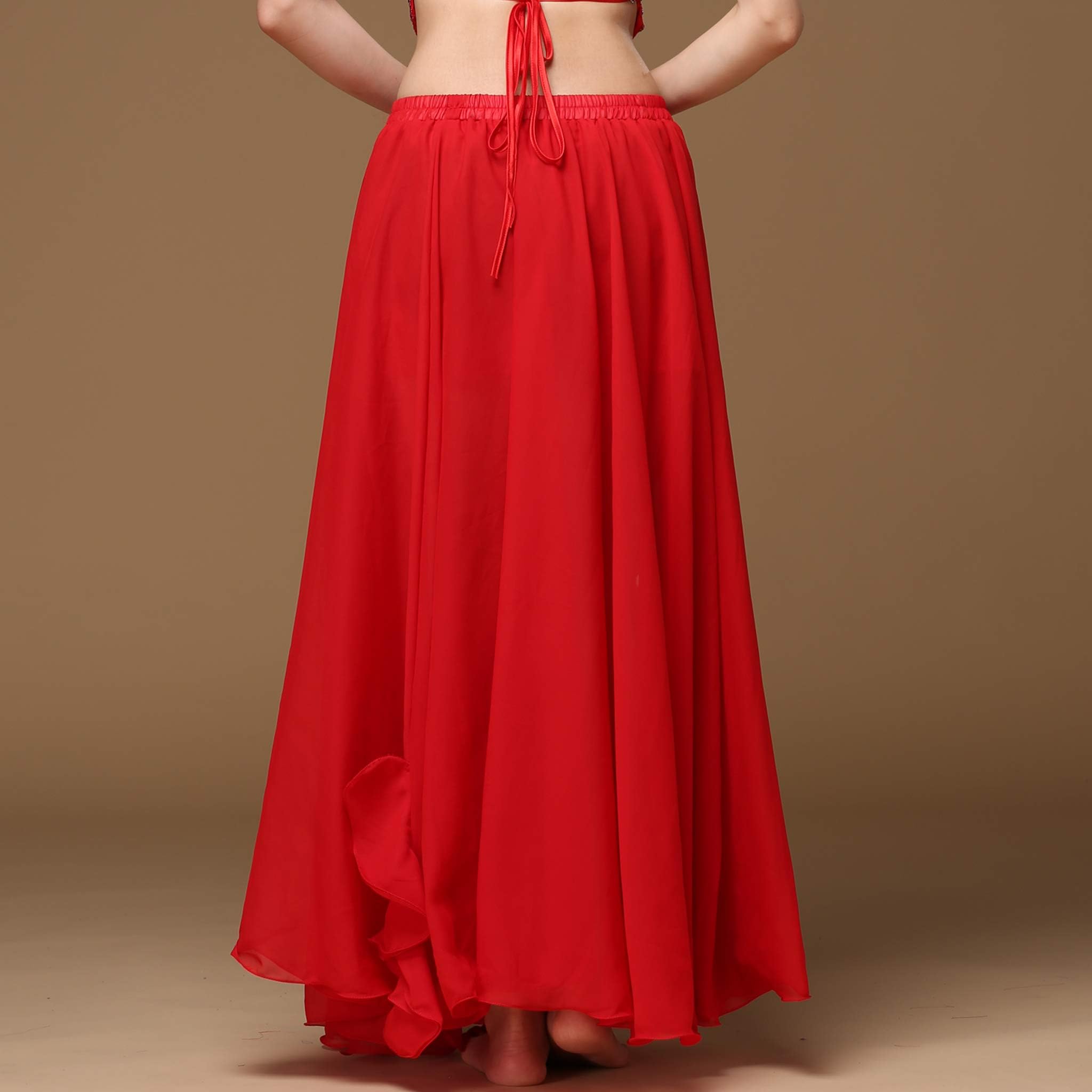 Baisdan Jupe Danse Orientale en Chiffon à Fente, Jupe Flamenco Femme pour Pratique, Cours et Spectacle