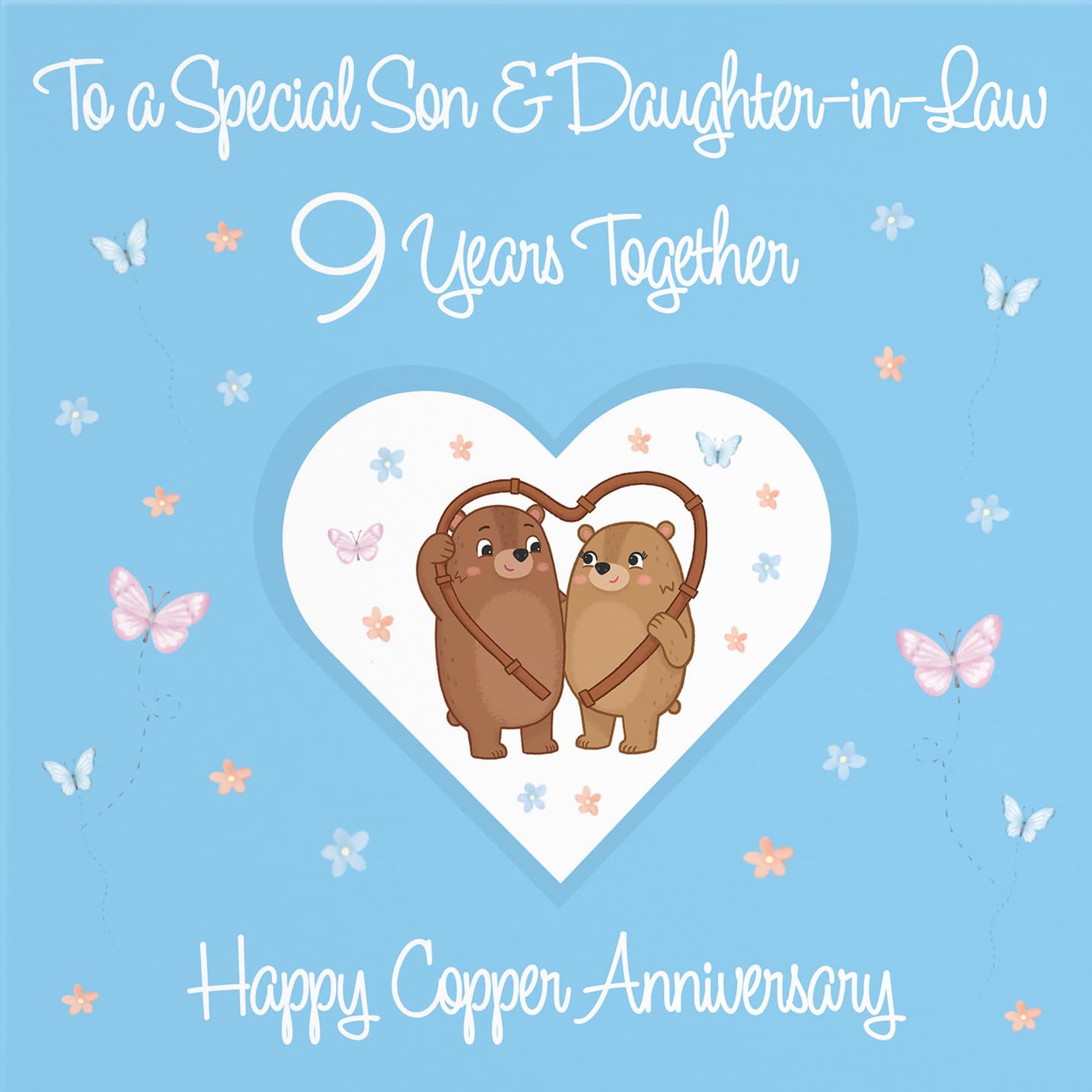 Hunts England, Son & Daughter-in-Law 9th Anniversary Card, 9 Years, Copper Anniversary, Romantic Meadows, Fun Card - Image 2