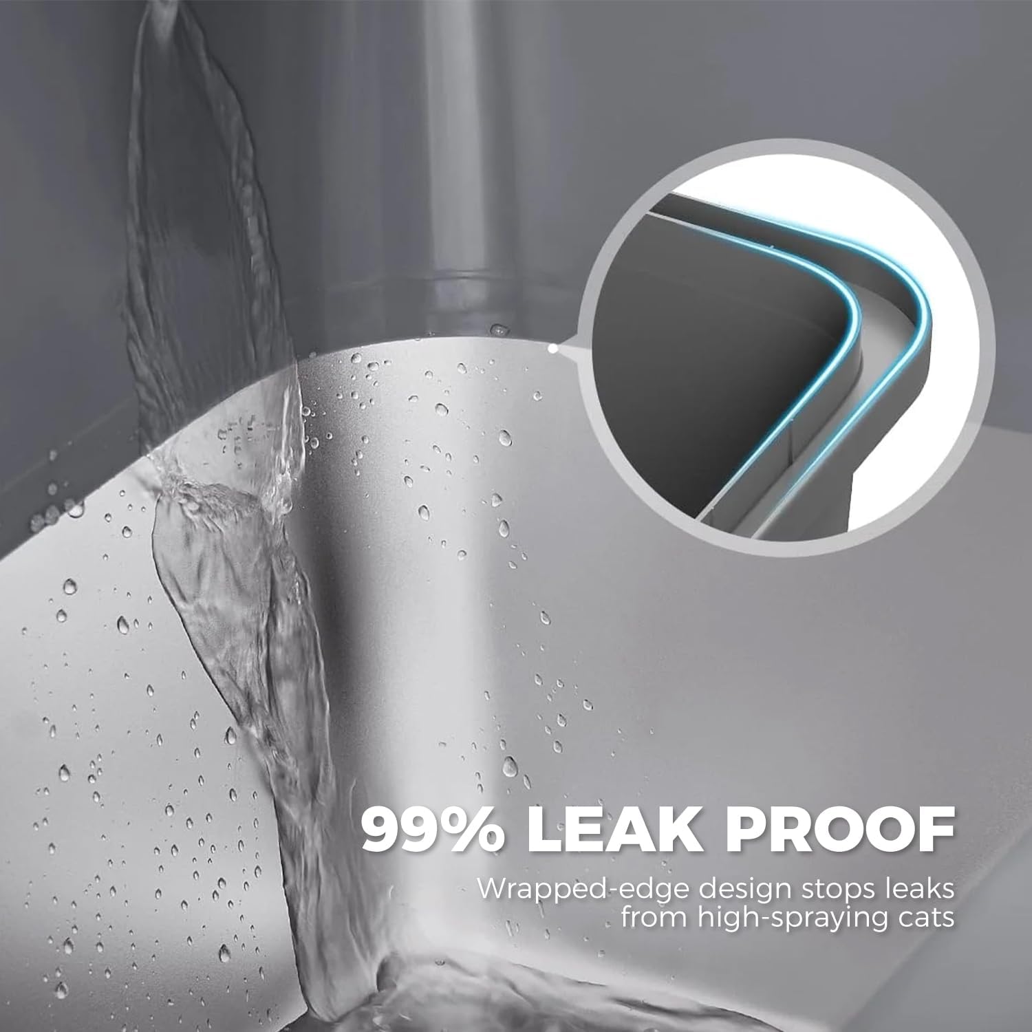 MUTTROS Extra Large Stainless Steel Litter Box with Lid & Odor Control, 3-in-1 Cat Litter Box with High-Sided for Big Cats & Multi-Cats, Non-Stick Metal Pan, Front Entry Top Exit, Includes Scoop, Grey