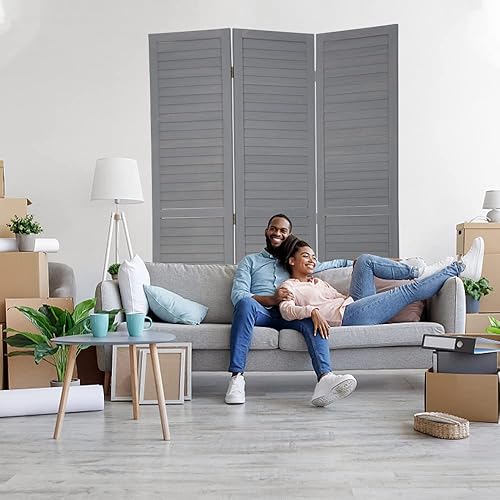 Miniatura 6 de Divisor de habitación de madera de 3 paneles para separación de habitaciones, pantalla de privacidad plegable de 5.6 pies de alto, pantalla de