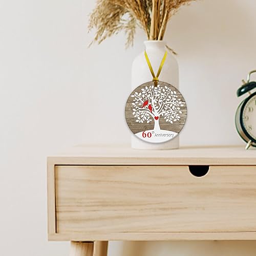 Vista 13 de REWIDPARTY Adorno de 50 aniversario de boda, regalo de árbol de 50 aniversario, recuerdo de aniversario de matrimonio para parejas, adorno