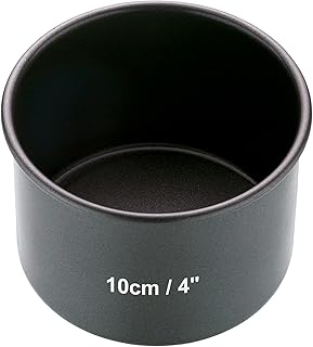 MasterClass KCMCHB30 10 cm Deep Cake Tin with PFOA Non Stick and Loose Bottom, 1 mm Carbon Steel, 4 Inch Mini Round Pan , Grey