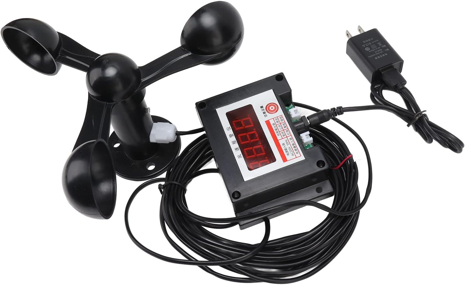 Wind Meter, Intelligent 3 Fan Blades Wind Anemometer Wind Speed Measuring Device Wind Speed Alarm Meter for Tower Crane Sailing Surfing