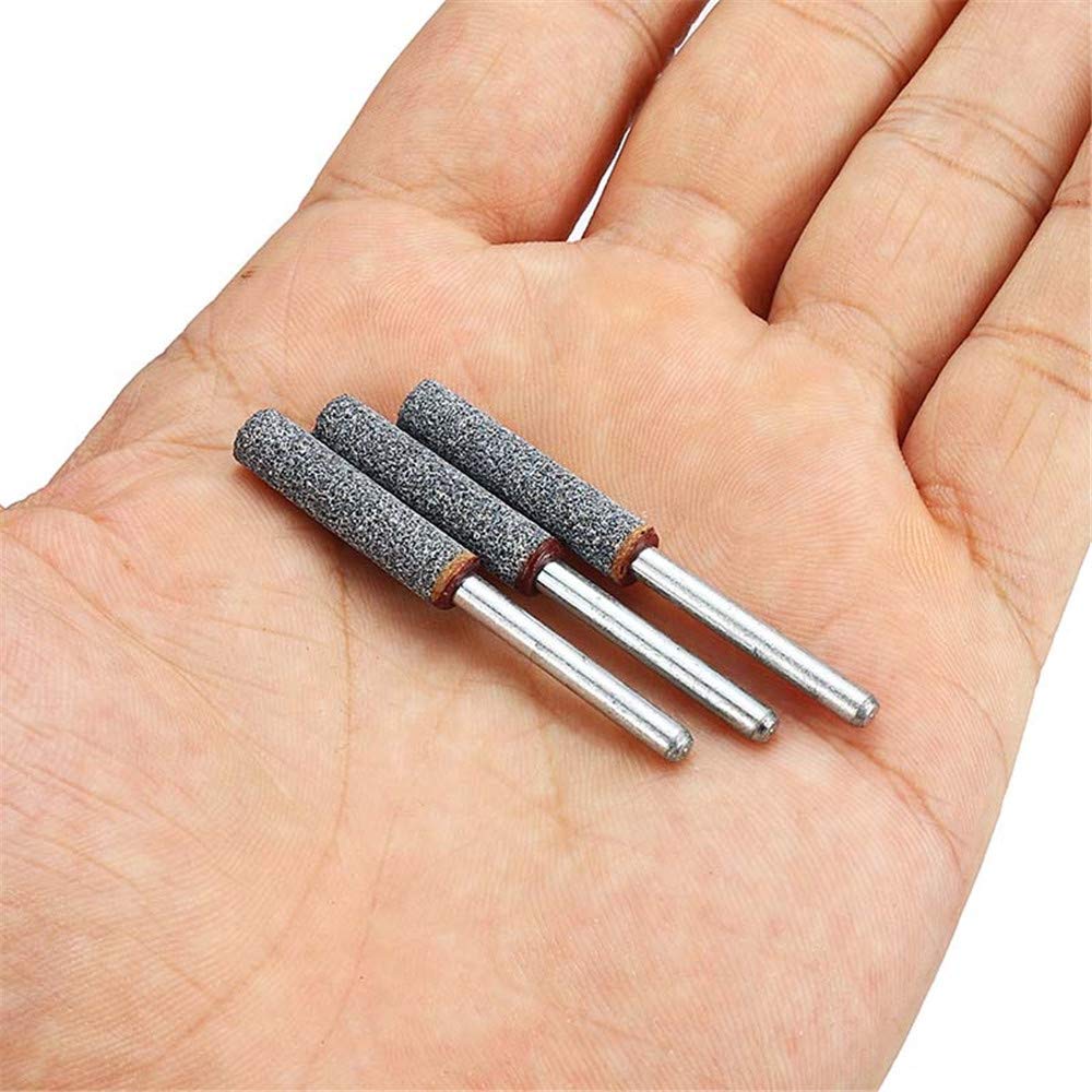 KingLan 3 Unids 5/32 Inchs Diamond Grinding Head Grinding Stone Set Chainsaw Sharpener Burr Stone Round File