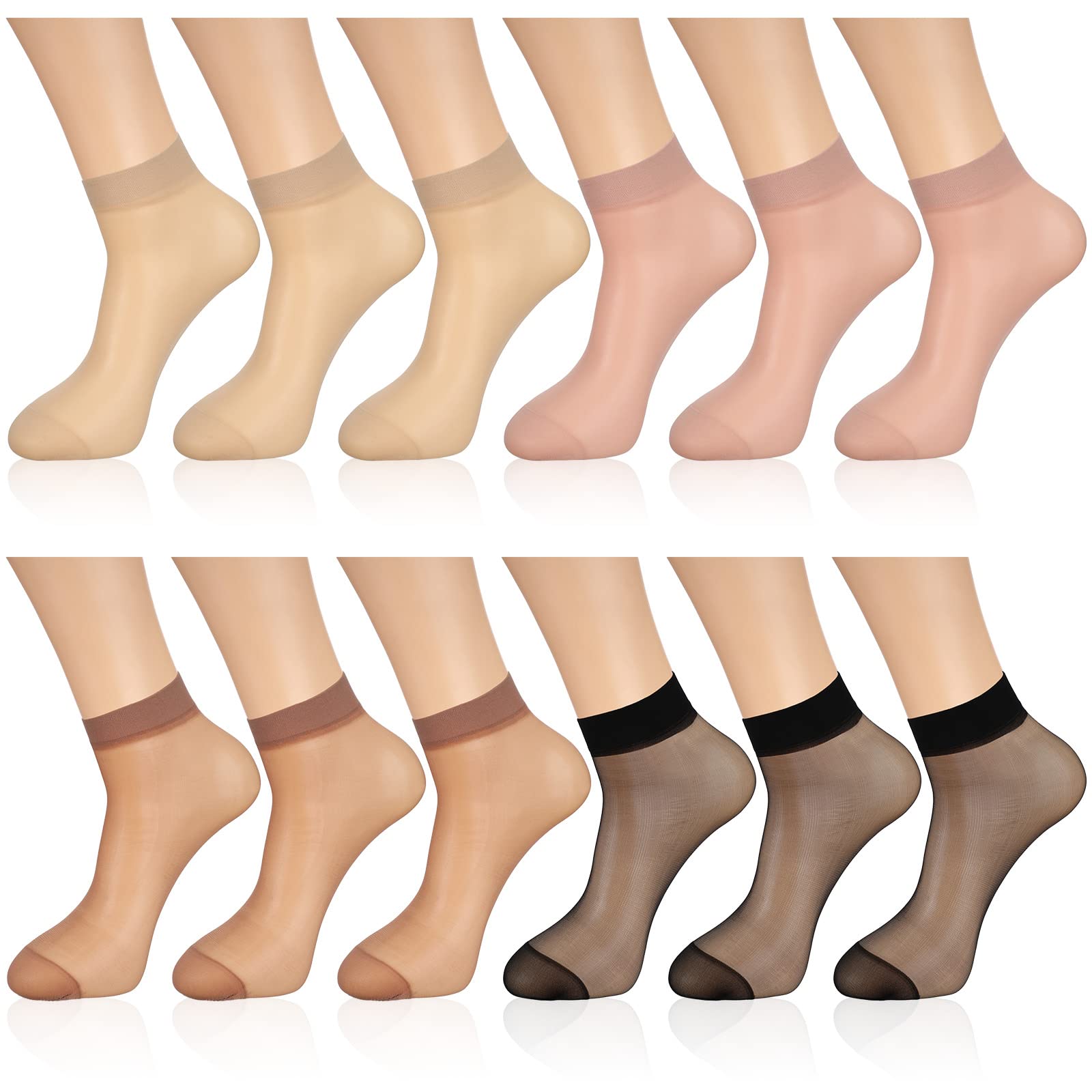 Geyoga 12 Pairs Sheer Ankle Socks