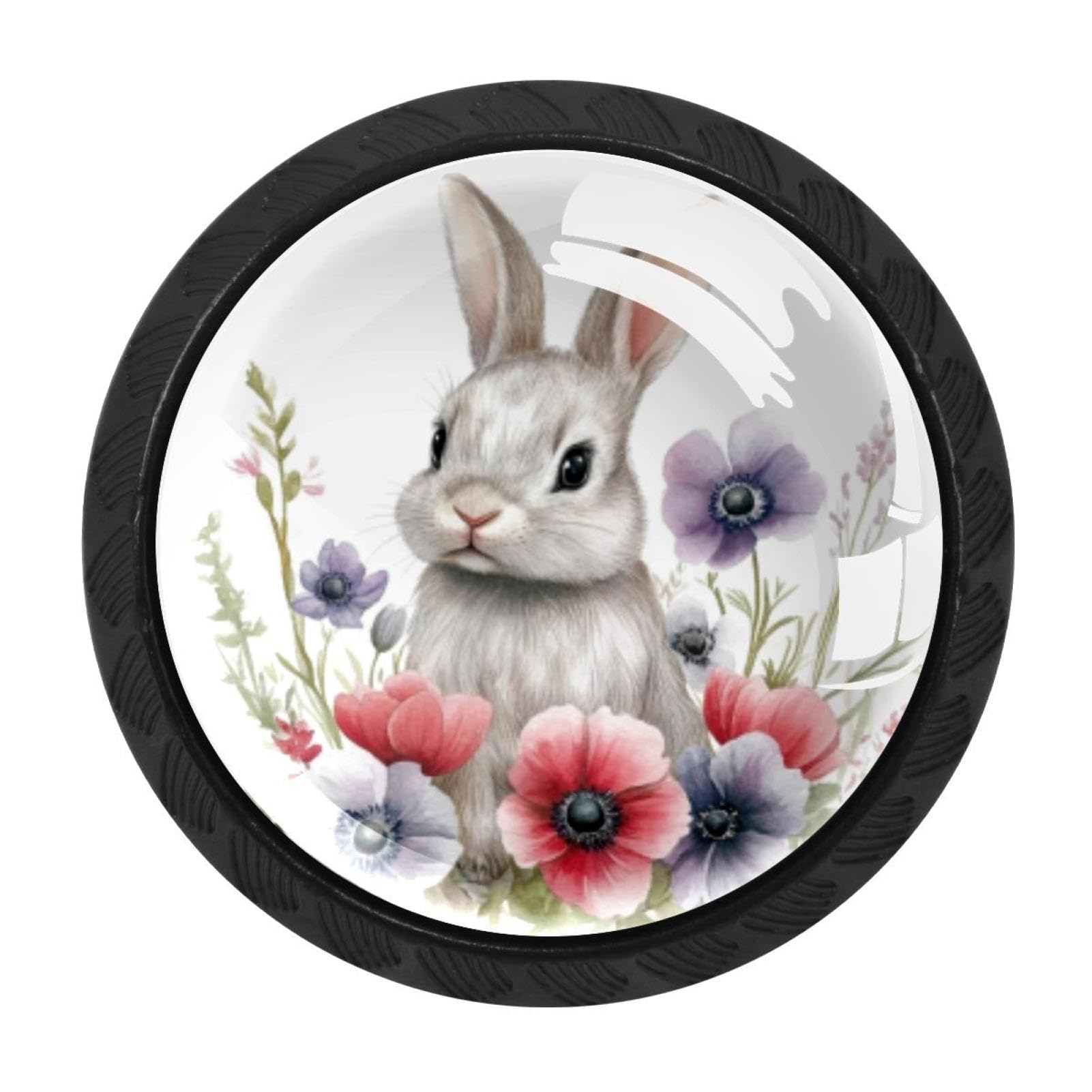 CHENZZZZ 4 Pieces Kitchen Cabinet Drawer Dresser Door Knobs Pulls Handles, Easter Bunny Rabbit (2)