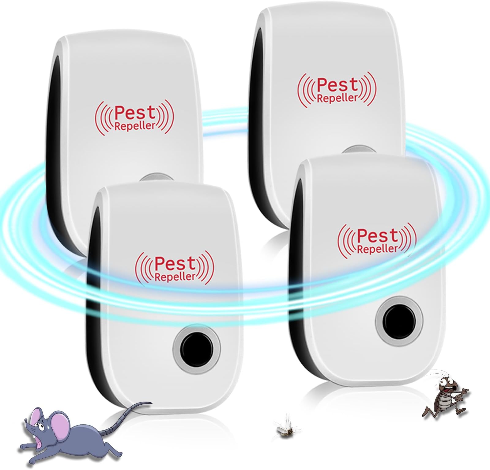 Ultrasonic Pest Repeller, 4Pack Mouse Repeller Plug In Indoor for Mice, Rats, Mosquitoes, Cockroach, Moths, Ants, Radiation Free Pest Repellent Ultrasonic Plug In Harmless To Pets And Human