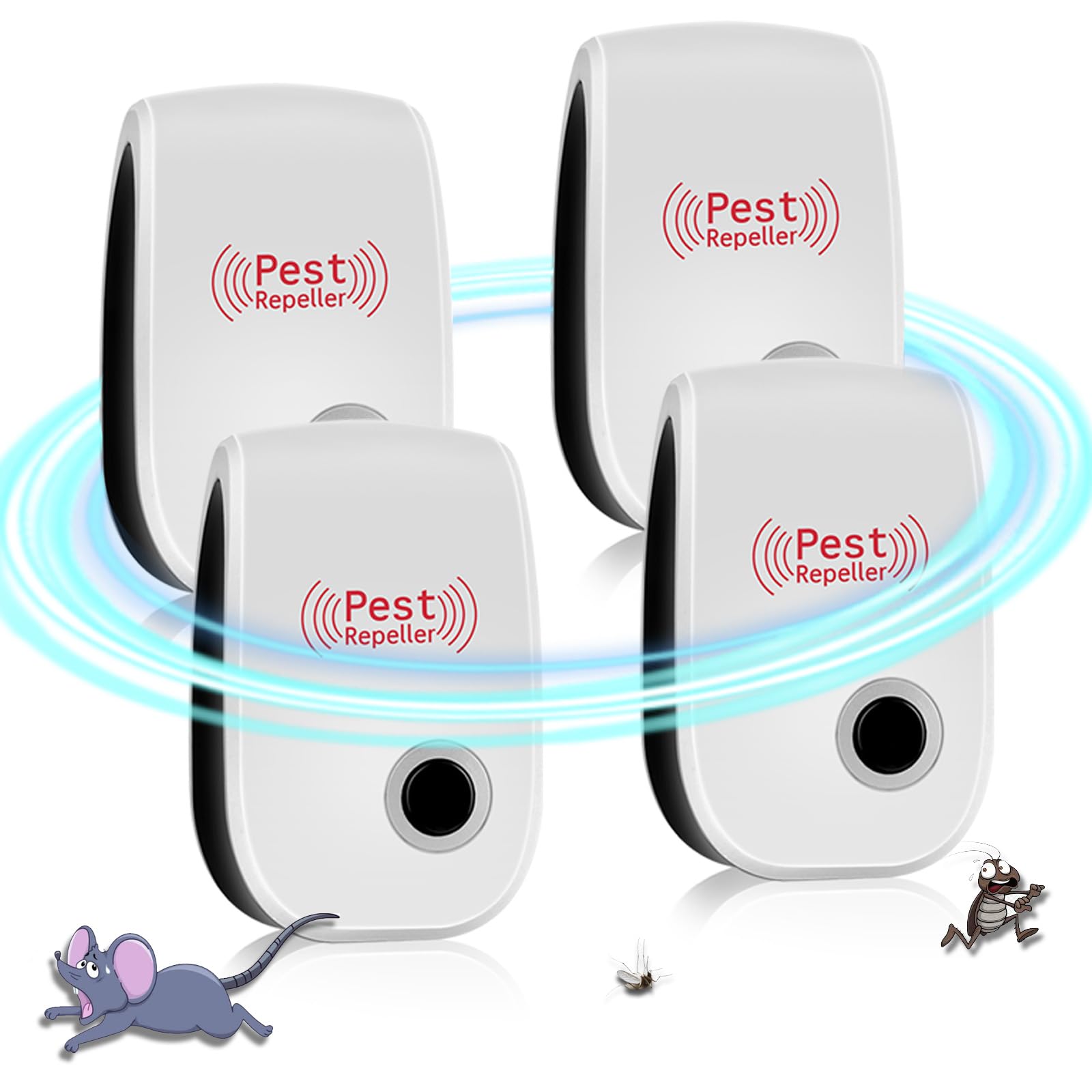 Ultrasonic Pest Repeller, 4Pack Mouse Repeller Plug In Indoor for Mice, Rats, Mosquitoes, Cockroach, Moths, Ants, Radiation Free Pest Repellent Ultrasonic Plug In Harmless To Pets And Human