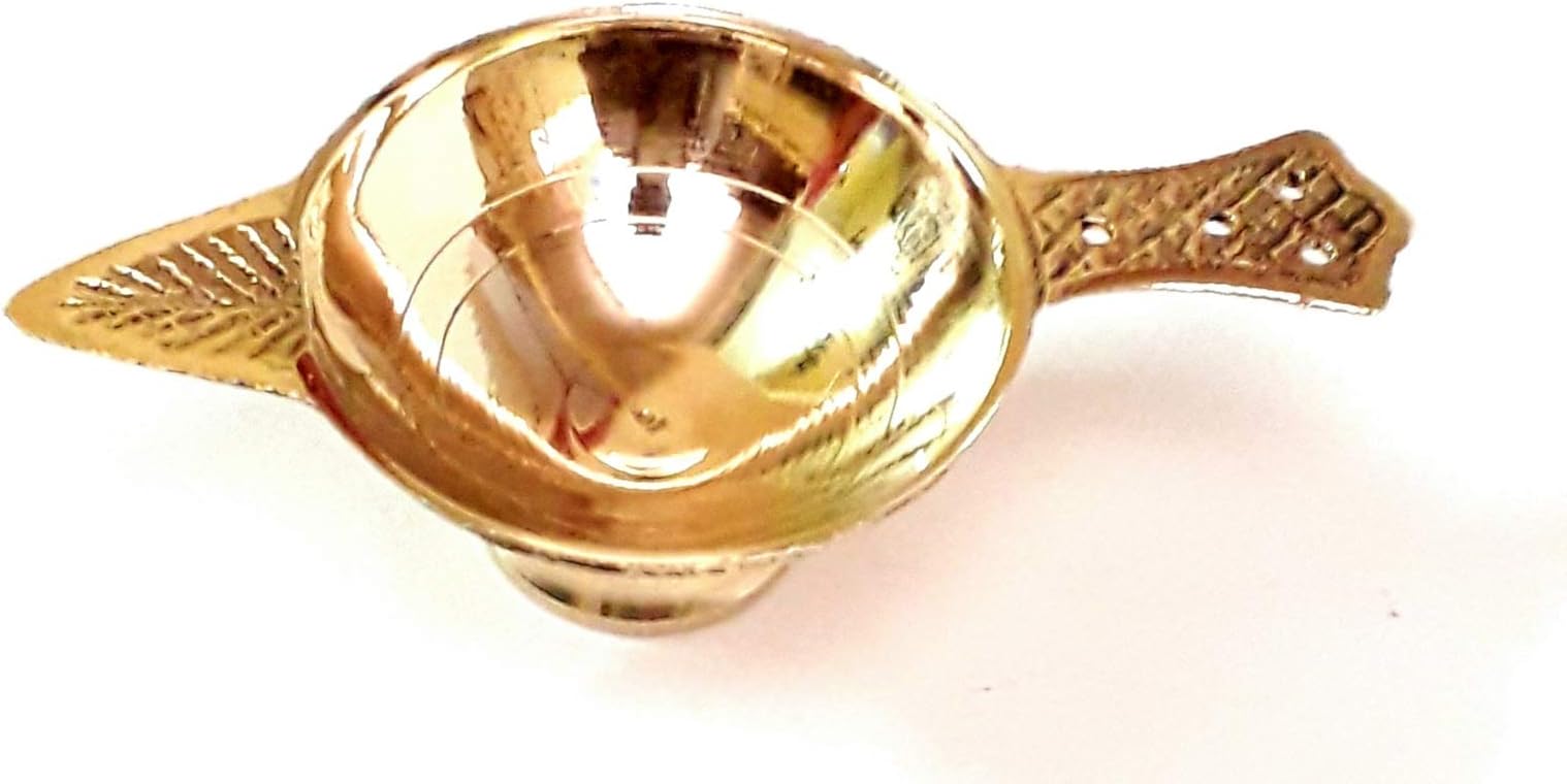 S.S TRADERS Brass Laxmi Deepak for Laxmi pooja A traditional Pooja Diya Set of 2 pieces (Yellow)