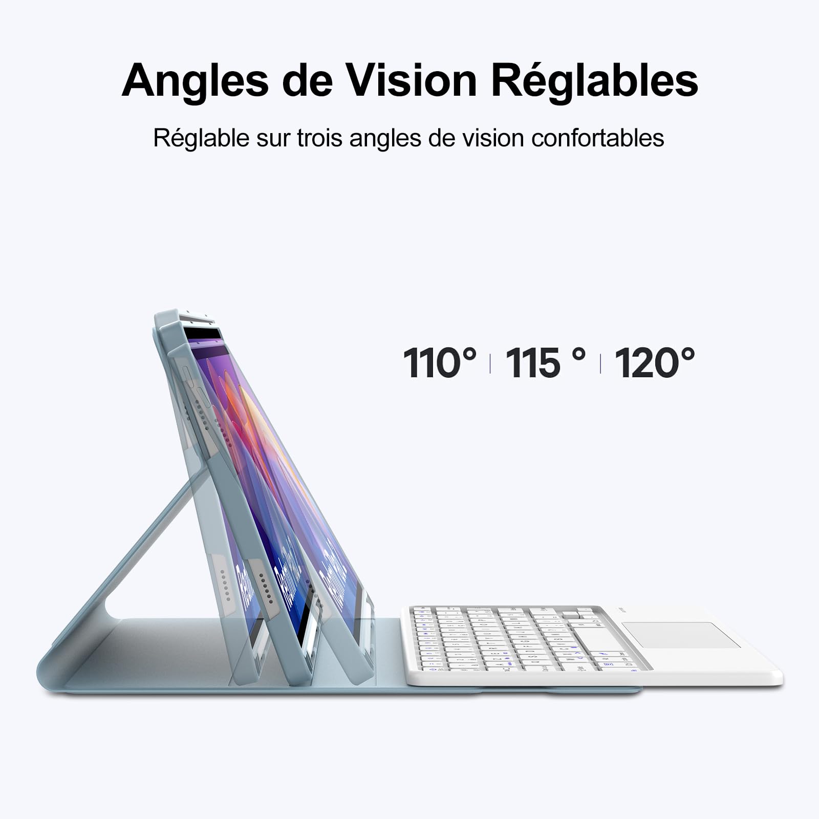JADEMALL Clavier avec Trackpad pour Redmi Pad 2 11" 2025, AZERTY Français Clavier Bluetooth Magnétique Détachable avec Pavé Tactile pour Tablette Redmi Pad 2 11 Pouces 2025, Bleu